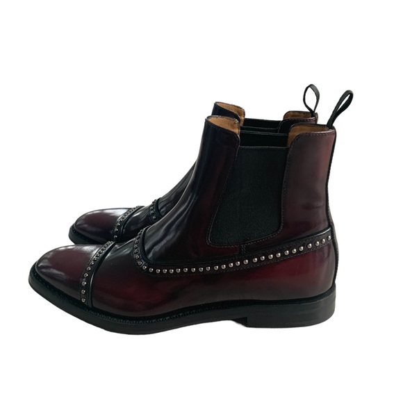 ❤️🍀❤️ CHURCH’S Anjelica Polished Fumè Chelsea Boot Stud burgundy size  6 US - Picture 7 of 13
